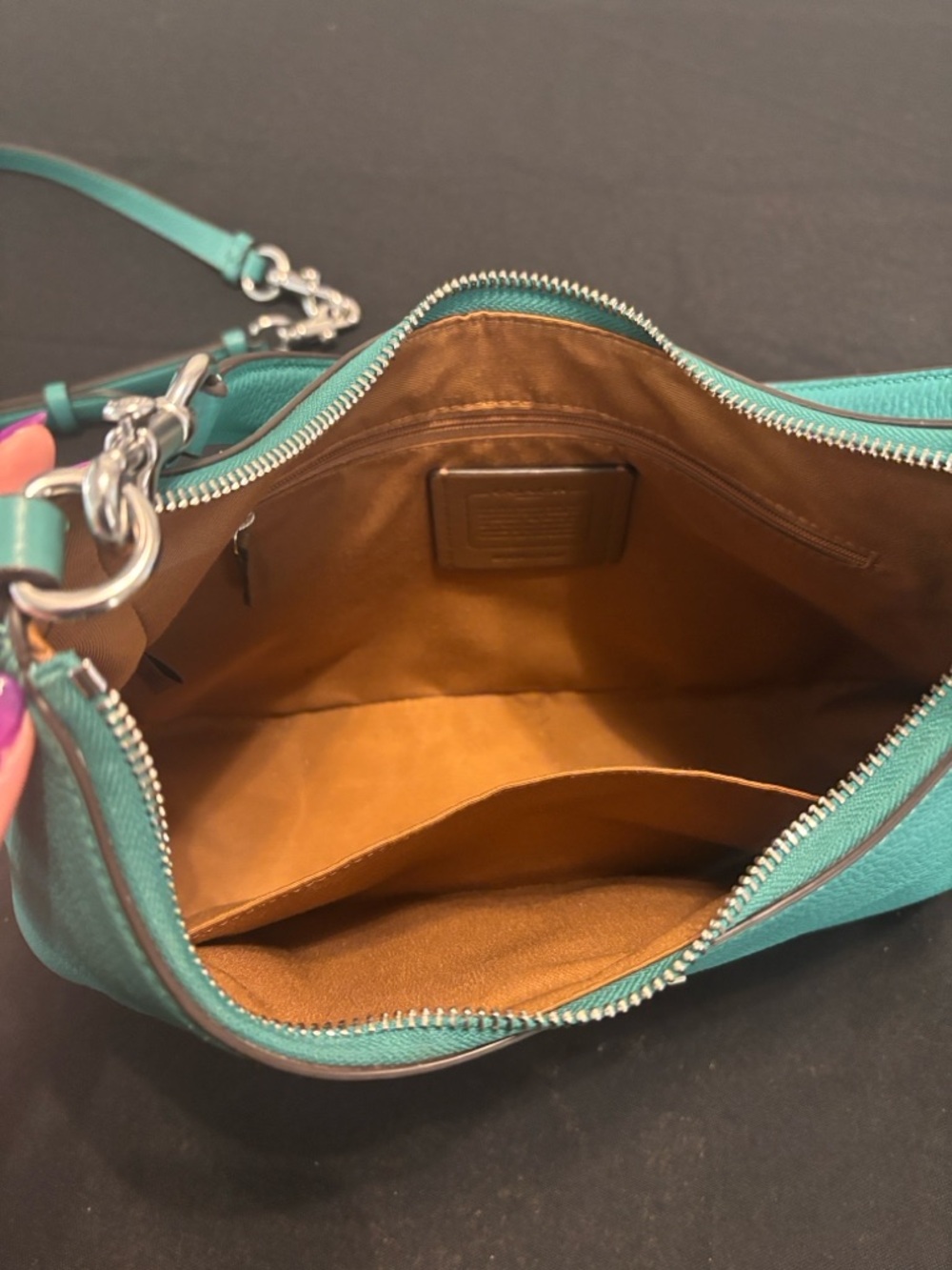Coach Teal Leather Teri Hobo (Large) Shoulder Bag with Crossbody Strap - Picture 7 of 11